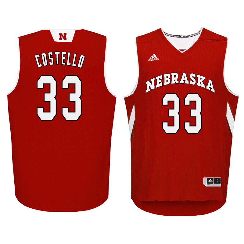 Men Nebraska Cornhuskers #33 Justin Costello College Basketball Jersyes Sale-Red - Click Image to Close
